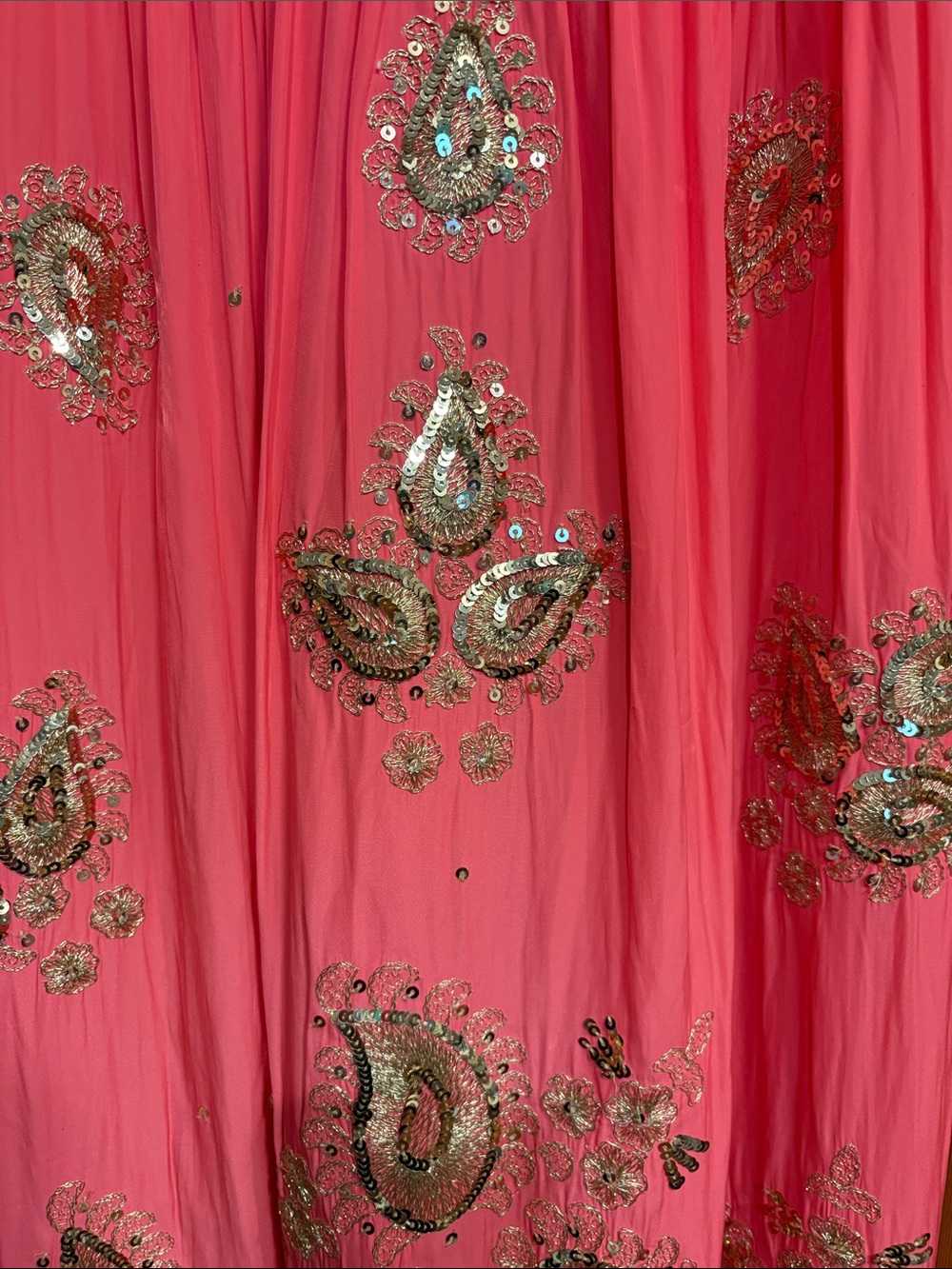Calypso St. Barth Coral Maxi Dress with Gold Embellishment - Picture 3 of 6